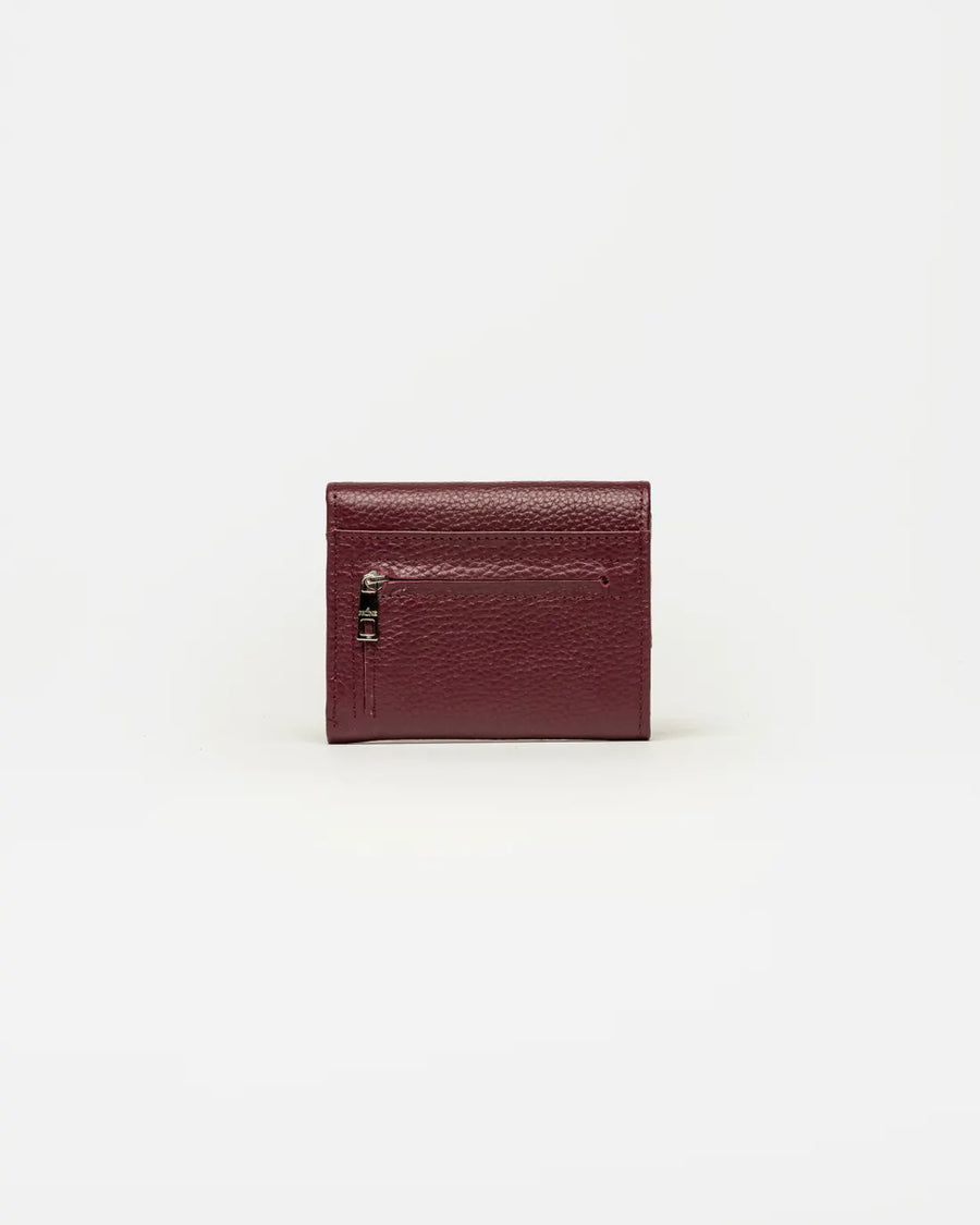 Billetera Marga en cuero graneado burgundy