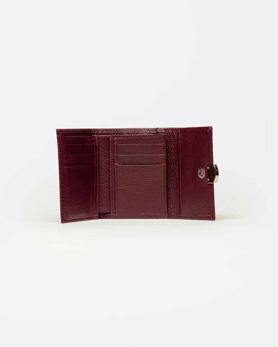 Billetera Marga en cuero graneado burgundy