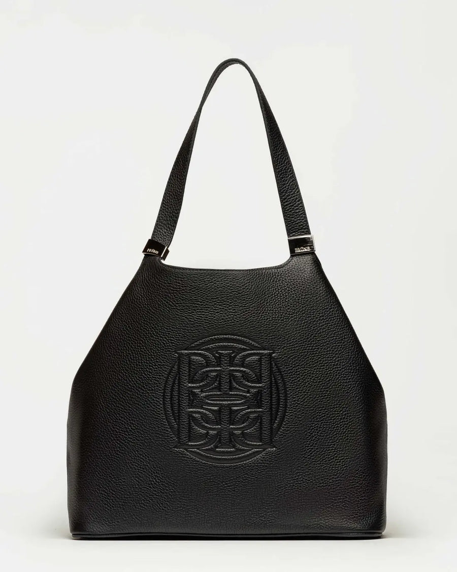 Bolso Eterial en cuero graneado negro níquel