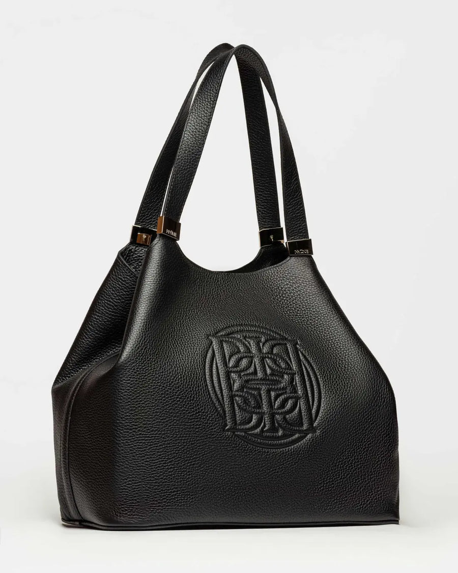 Bolso Eterial en cuero graneado negro níquel