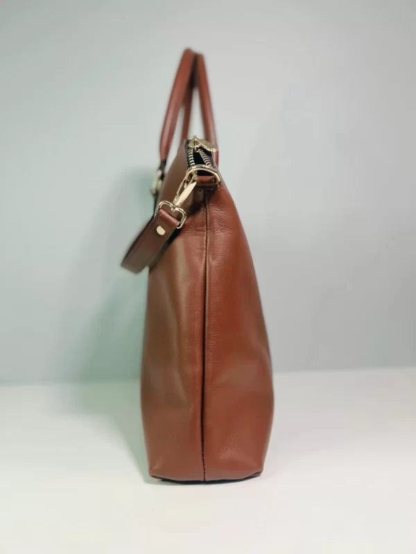Bolso New York en cuero genuino café coñac