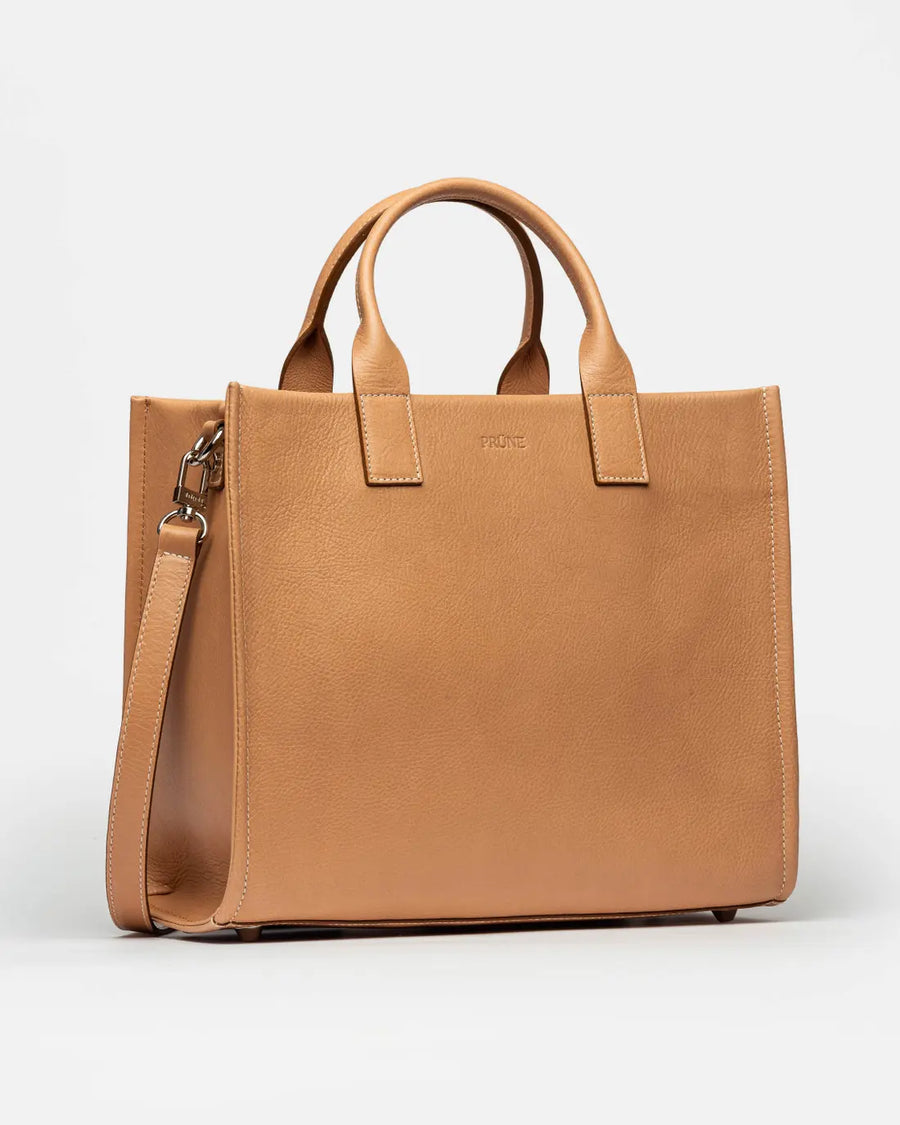 Cartera de mano Capri en cuero liso camel