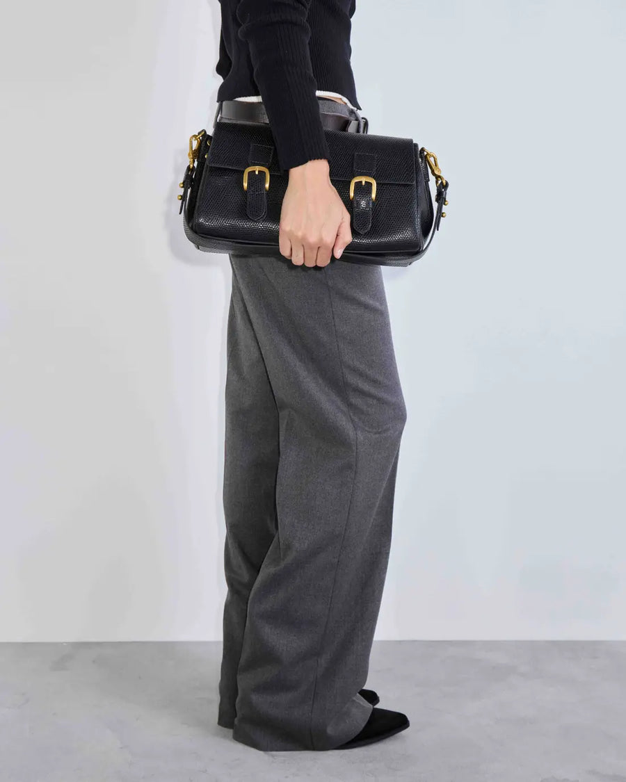 Cartera al hombro Elise · Cuero Snake Bitono · Negro — foto 2