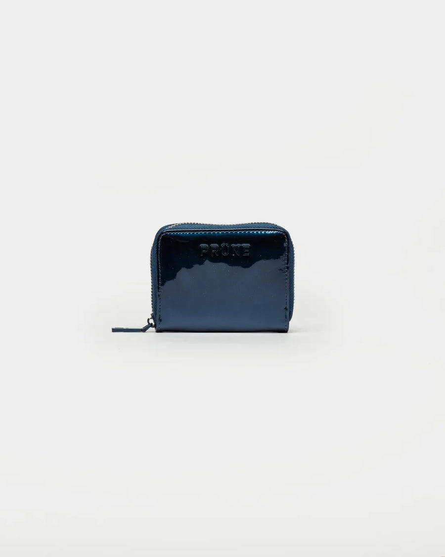 Billetera New Glam en efecto cuero charol azul