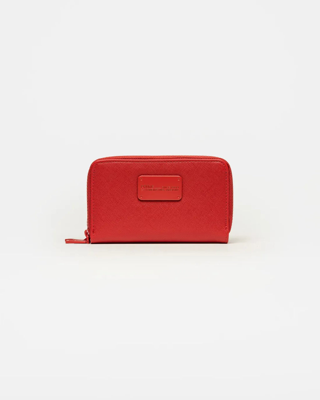 Billetera Penny en efecto cuero saffiano metalizado rojo