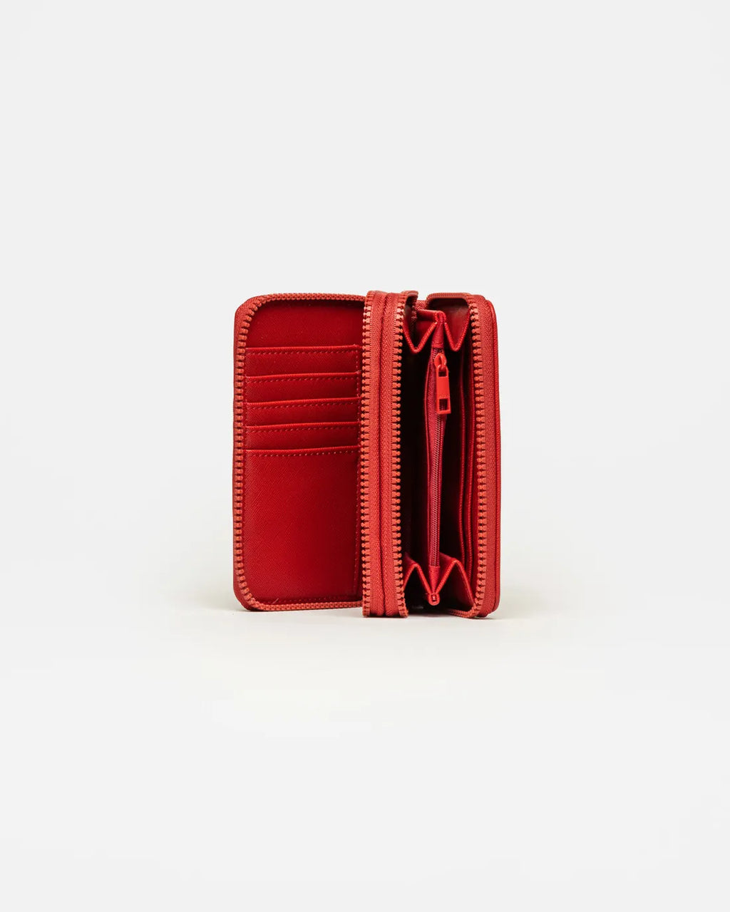Billetera Penny en efecto cuero saffiano metalizado rojo