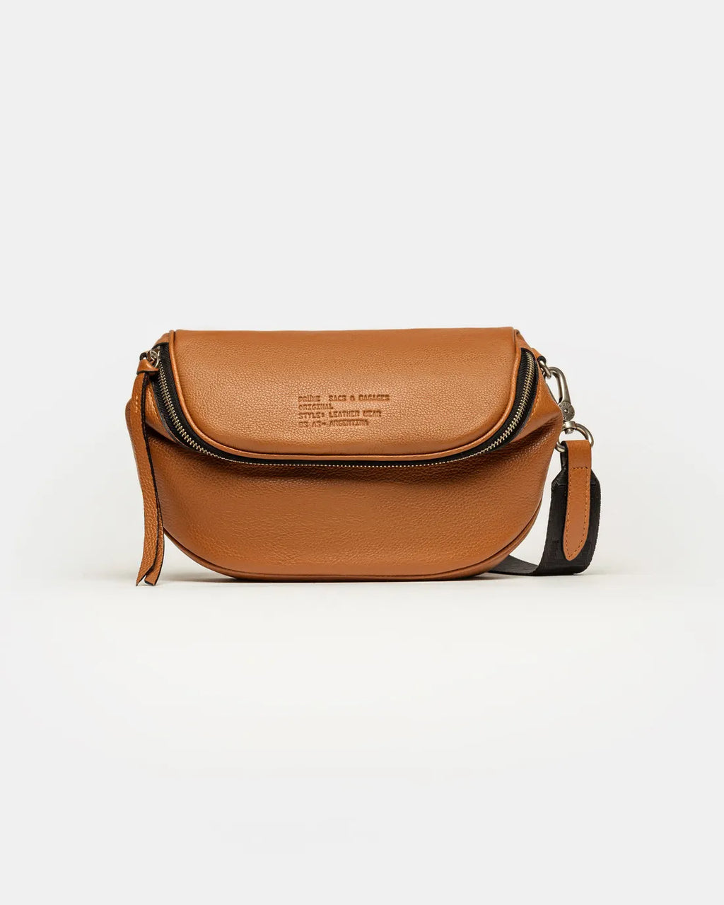 Bandolera Soft en cuero graneado caramelo