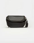 Bandolera Soft en cuero graneado negro