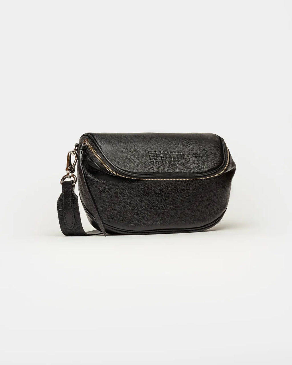 Bandolera Soft en cuero graneado negro