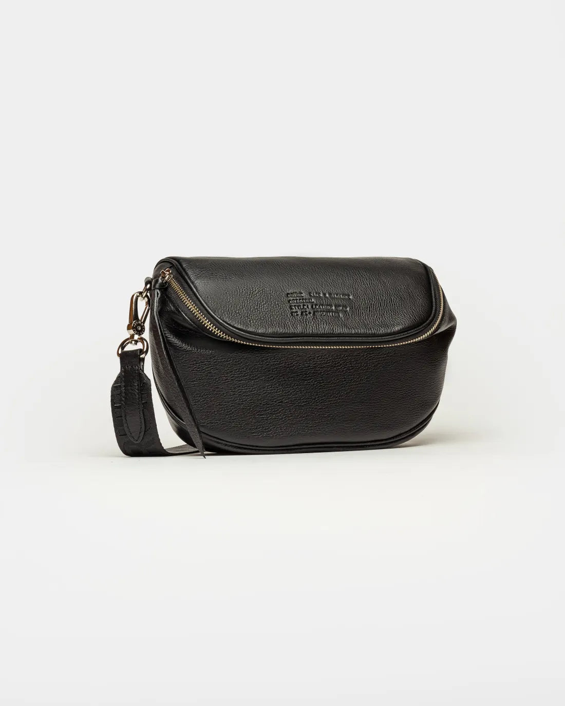 Bandolera Soft en cuero graneado negro