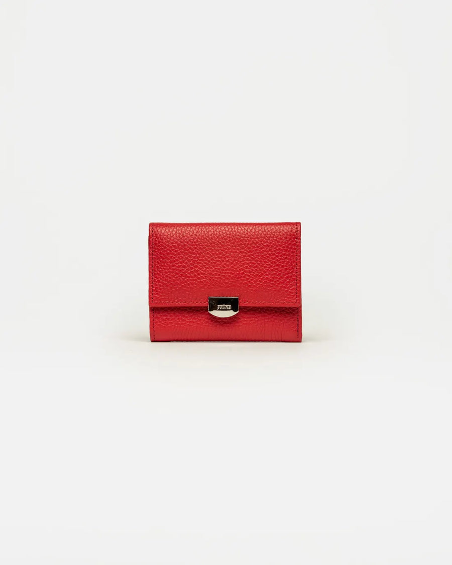 Billetera Marga en cuero graneado rojo