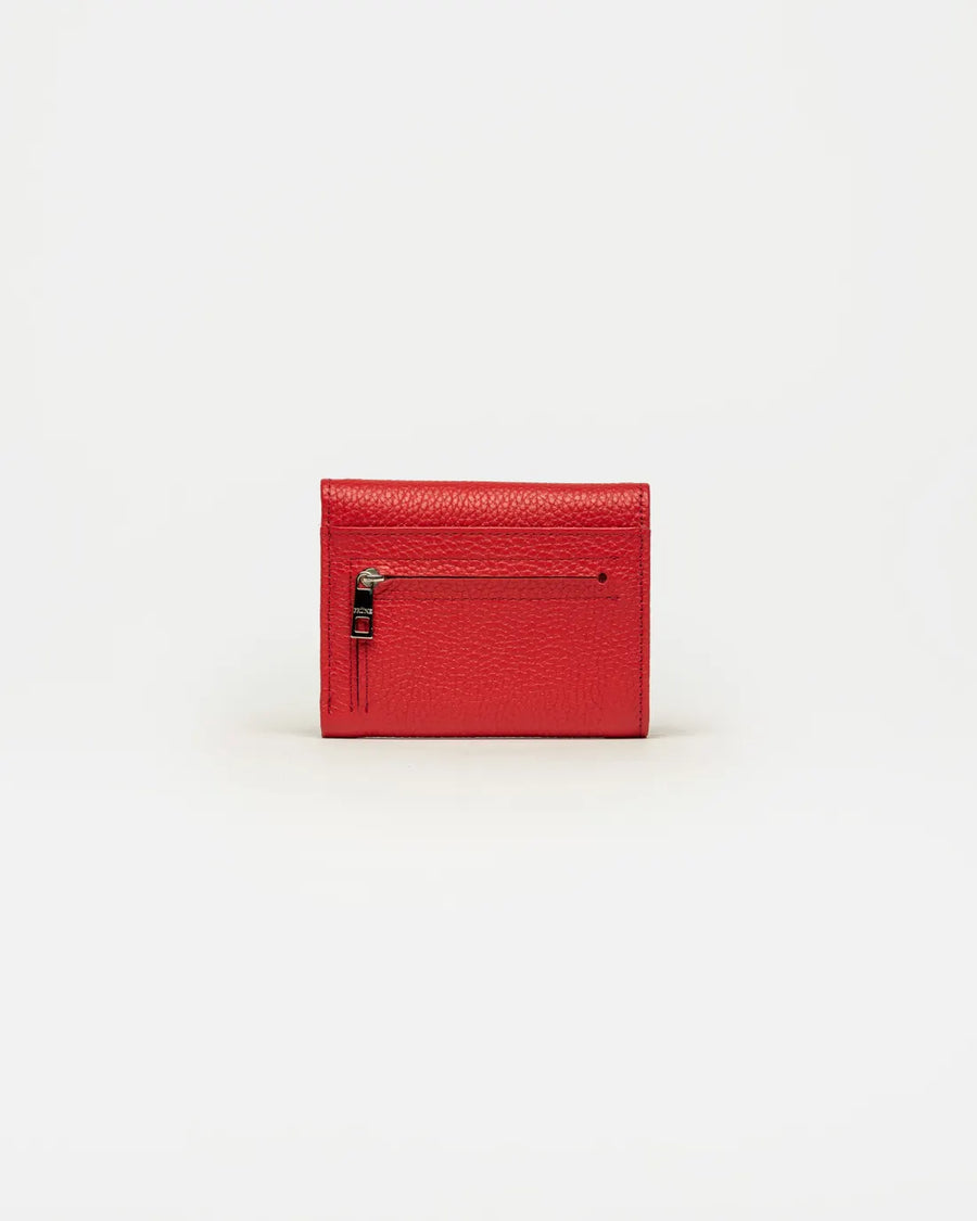 Billetera Marga en cuero graneado rojo