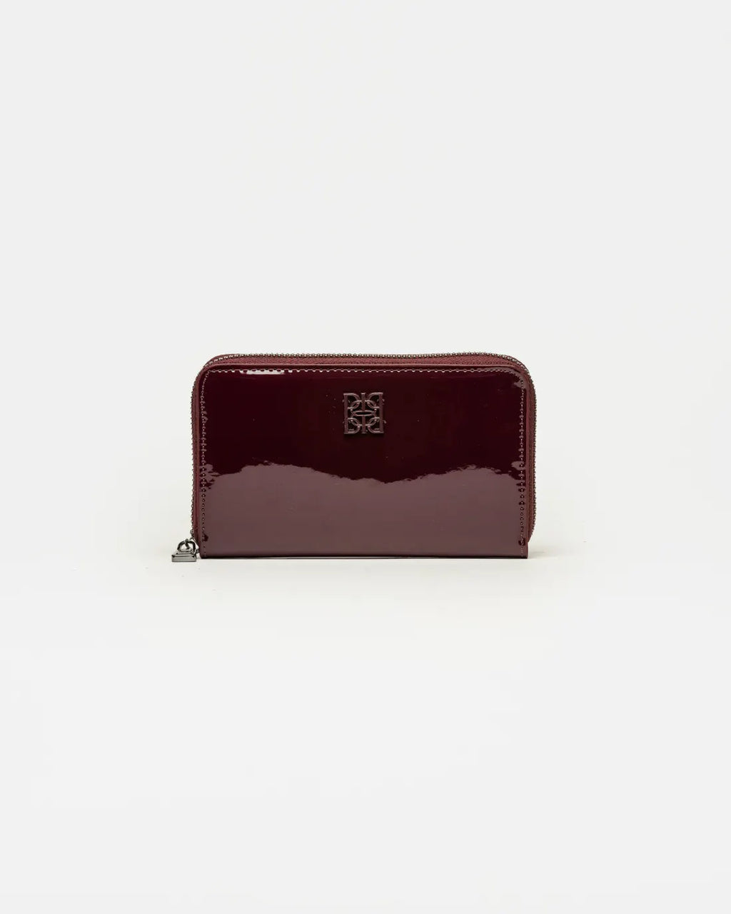 Billetera Mint en efecto cuero charol burgundy