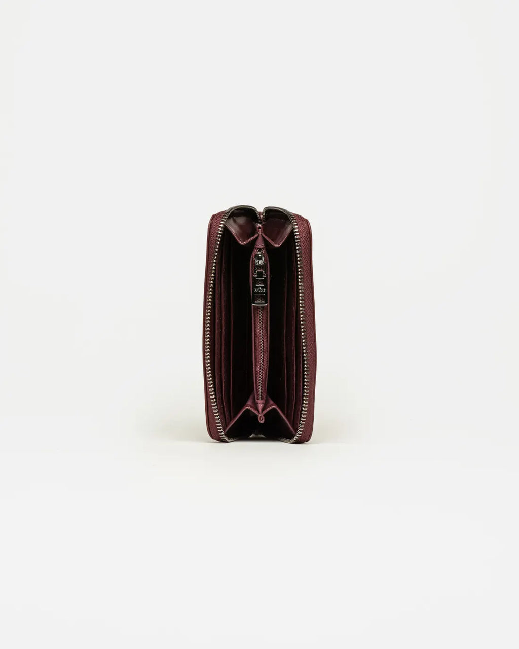 Billetera Mint en efecto cuero charol burgundy