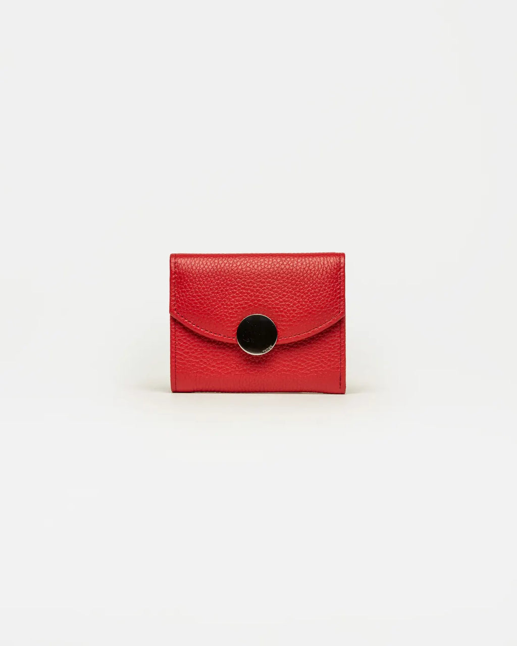 Billetera The Circle en cuero graneado rojo