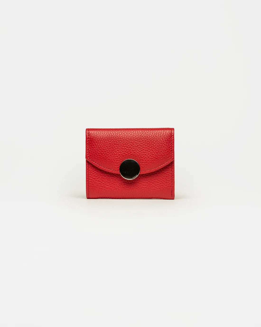 Billetera The Circle en cuero graneado rojo