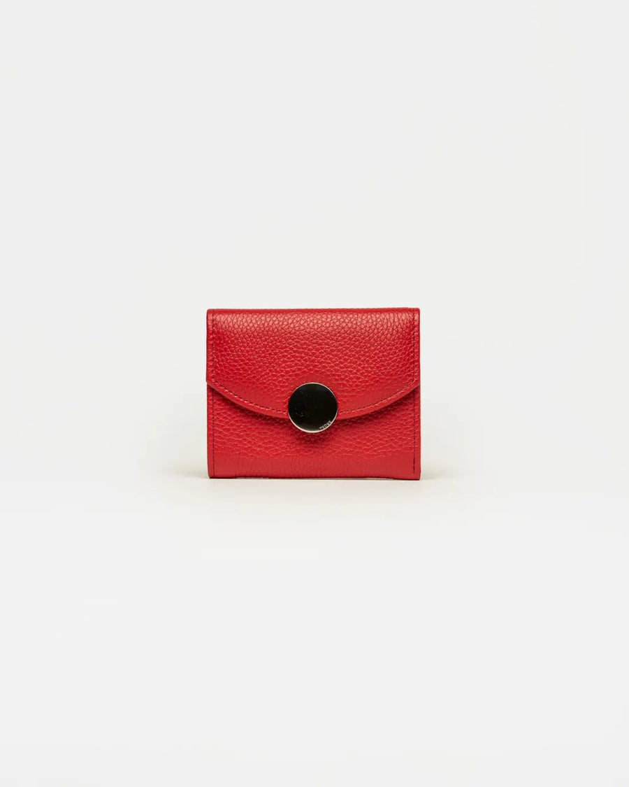 Billetera The Circle en cuero graneado rojo