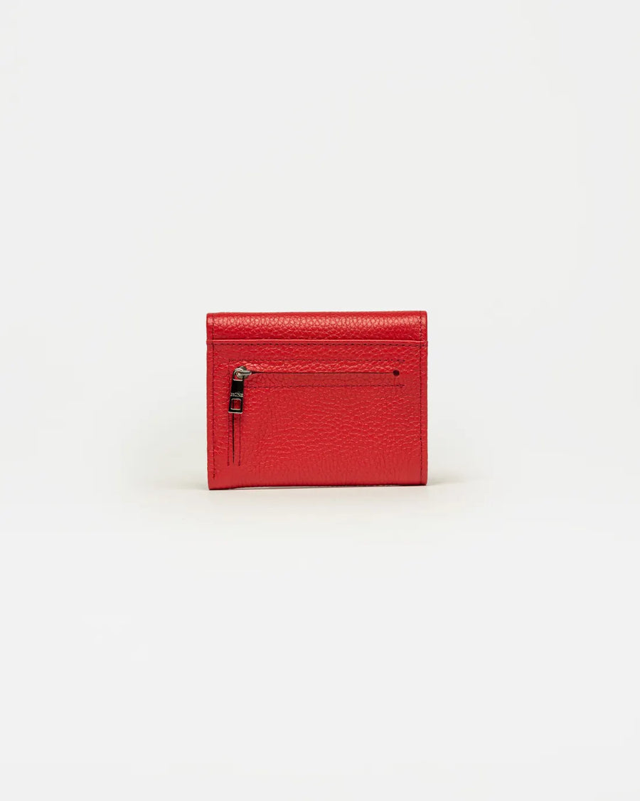 Billetera The Circle en cuero graneado rojo