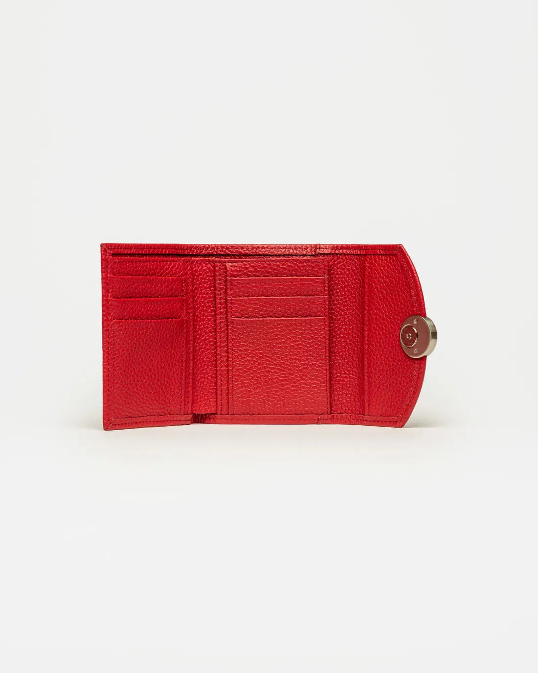 Billetera The Circle en cuero graneado rojo