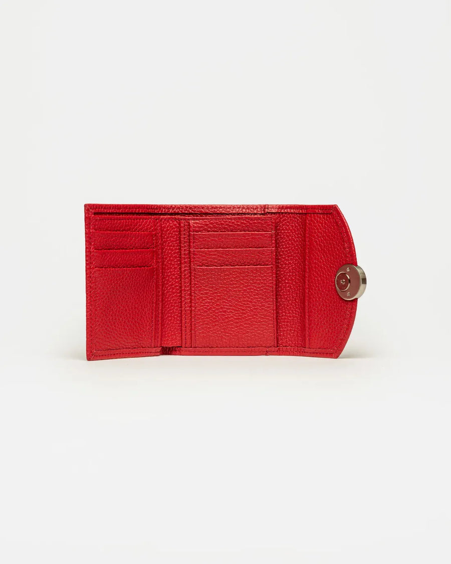 Billetera The Circle en cuero graneado rojo