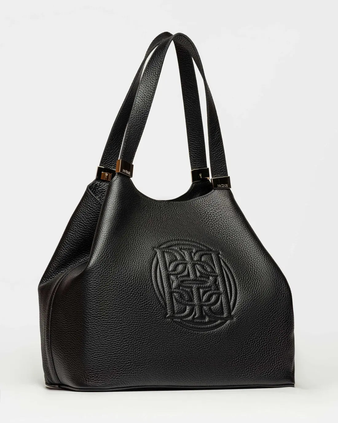 Bolso Eterial en cuero graneado negro níquel