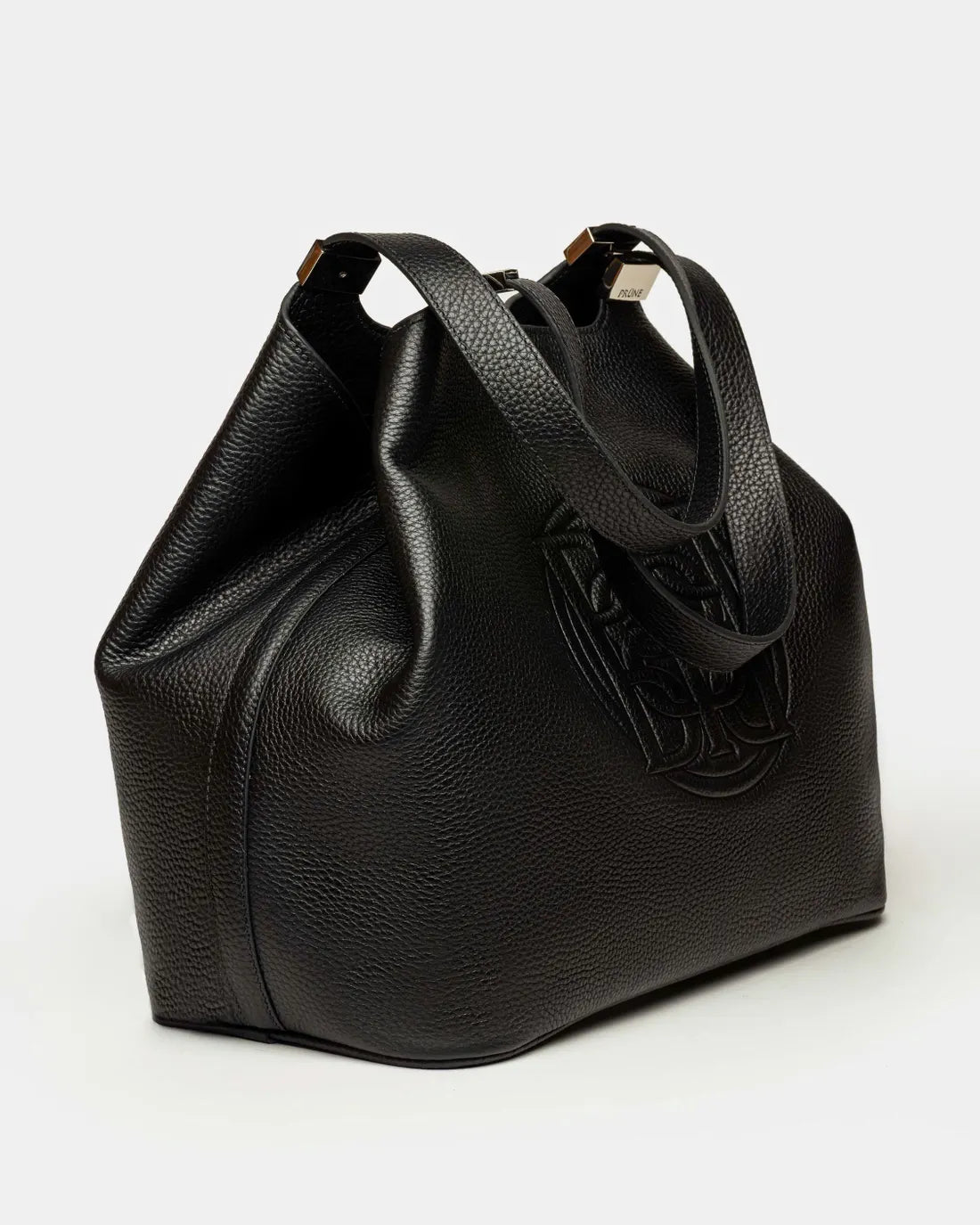 Bolso Eterial en cuero graneado negro níquel
