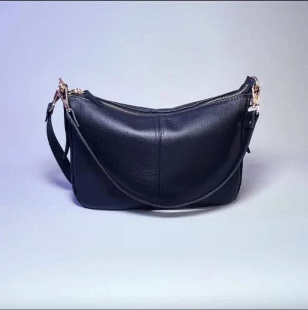 Bolso Ziba Mediano en cuero vacuno negro