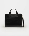 Cartera de mano Capri en cuero arrugado liso negro