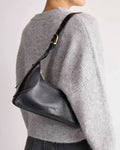 Cartera al hombro Windsor en cuero arrugado vintage negro