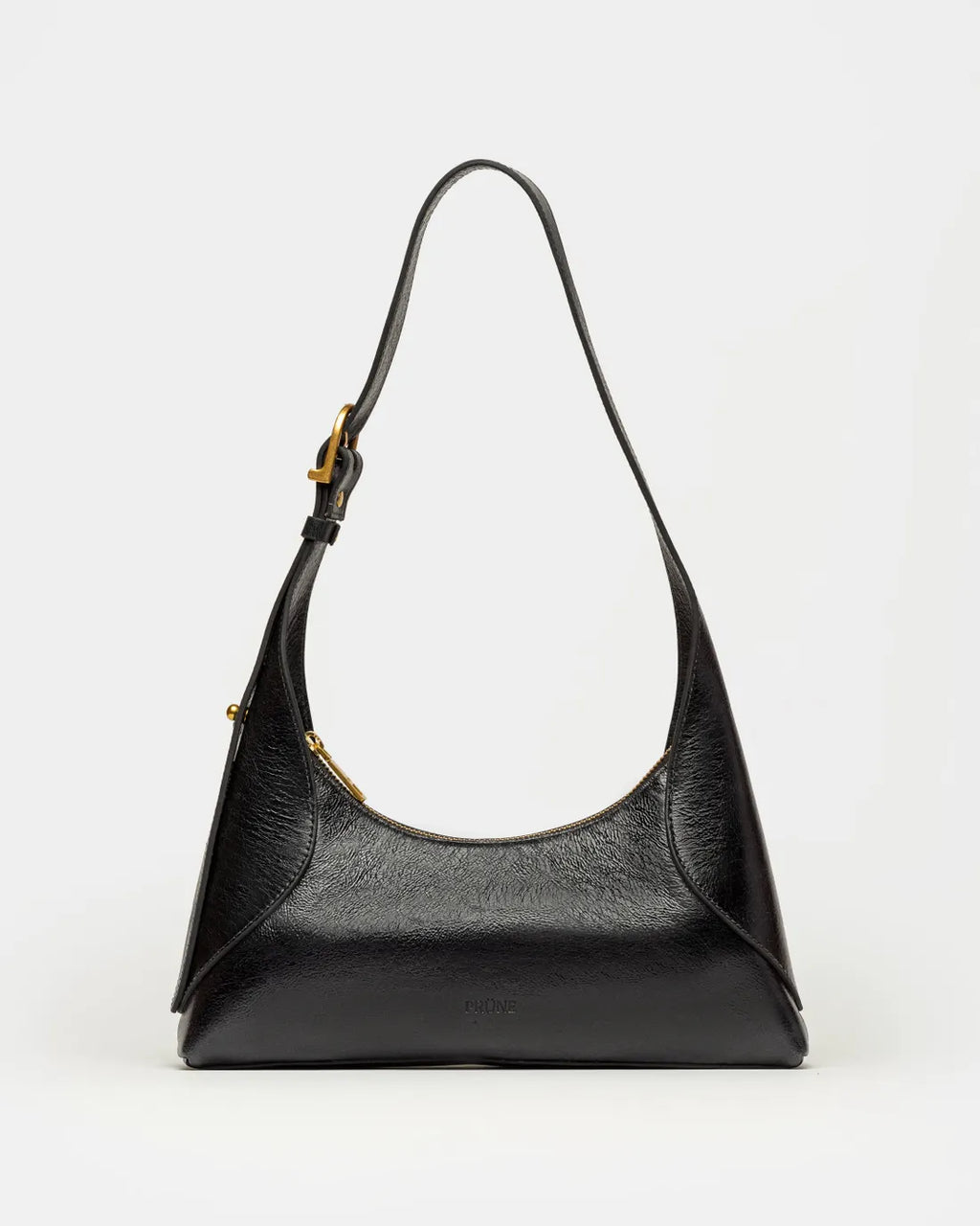 Cartera al hombro Windsor en cuero arrugado vintage negro