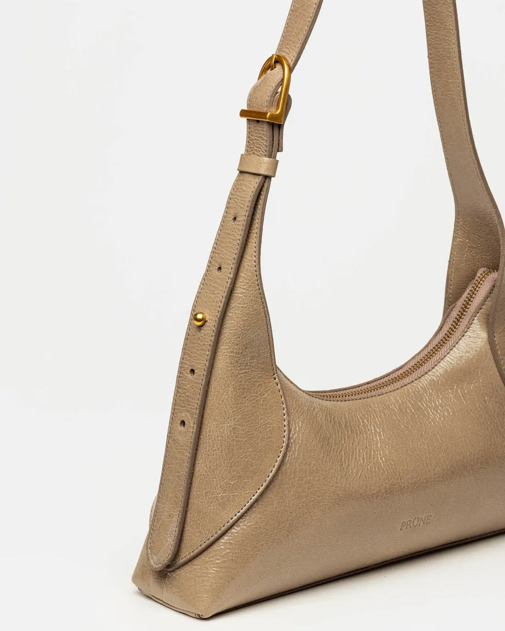 Cartera al hombro Windsor en cuero arrugado vintage taupe