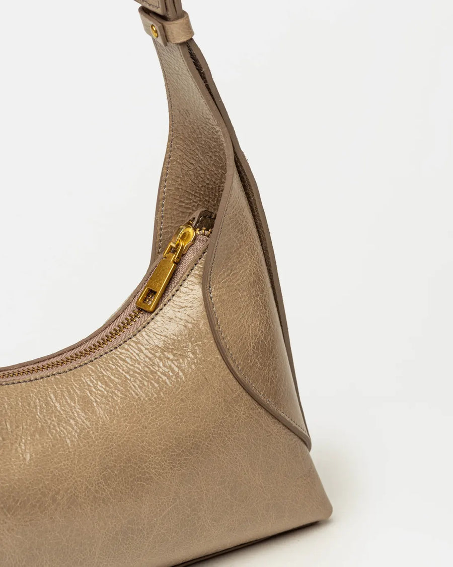 Cartera al hombro Windsor en cuero arrugado vintage taupe