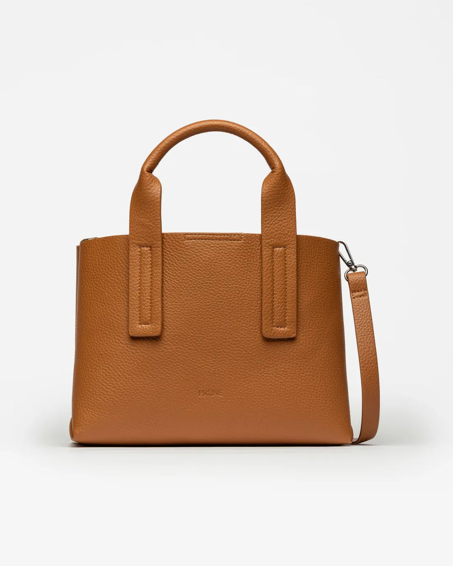 Cartera de mano Gaia en efecto cuero graneado camel