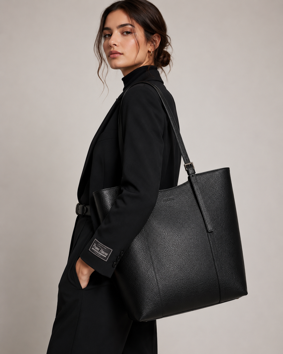 Shopper The Icon en cuero liso negro