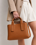 Cartera de mano Gaia en efecto cuero graneado camel