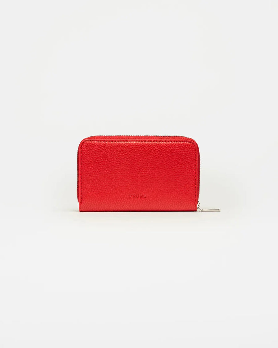 Billetera Mint en efecto cuero graneado rojo