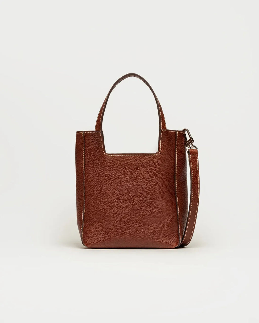Mini bag The Icon en cuero liso tabaco