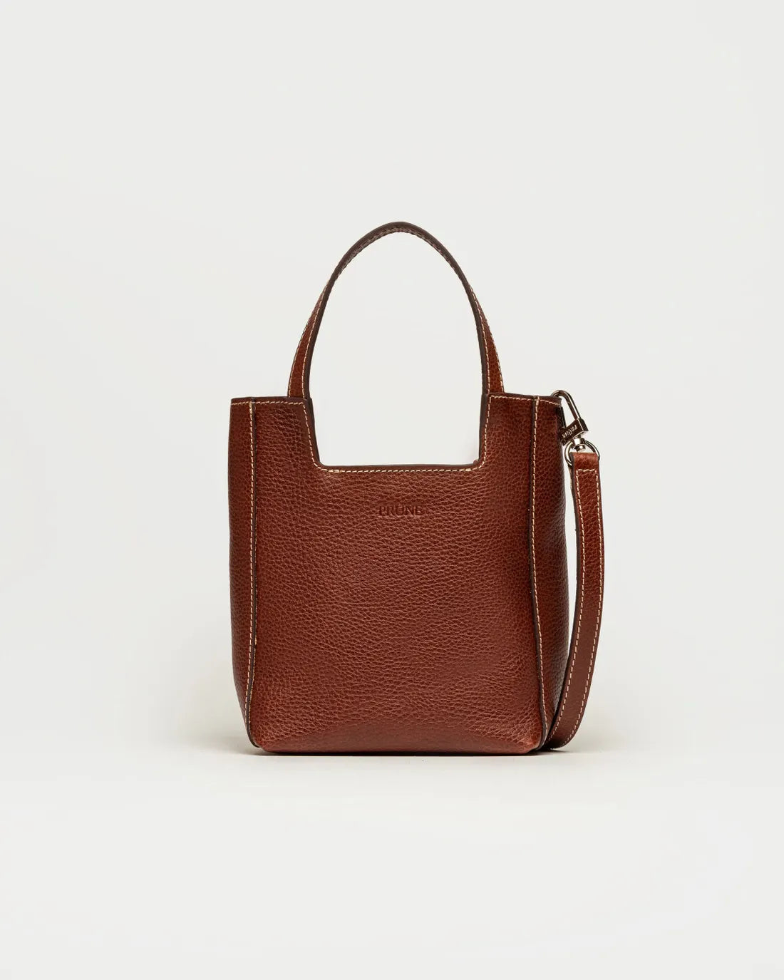 Mini bag The Icon en cuero liso tabaco