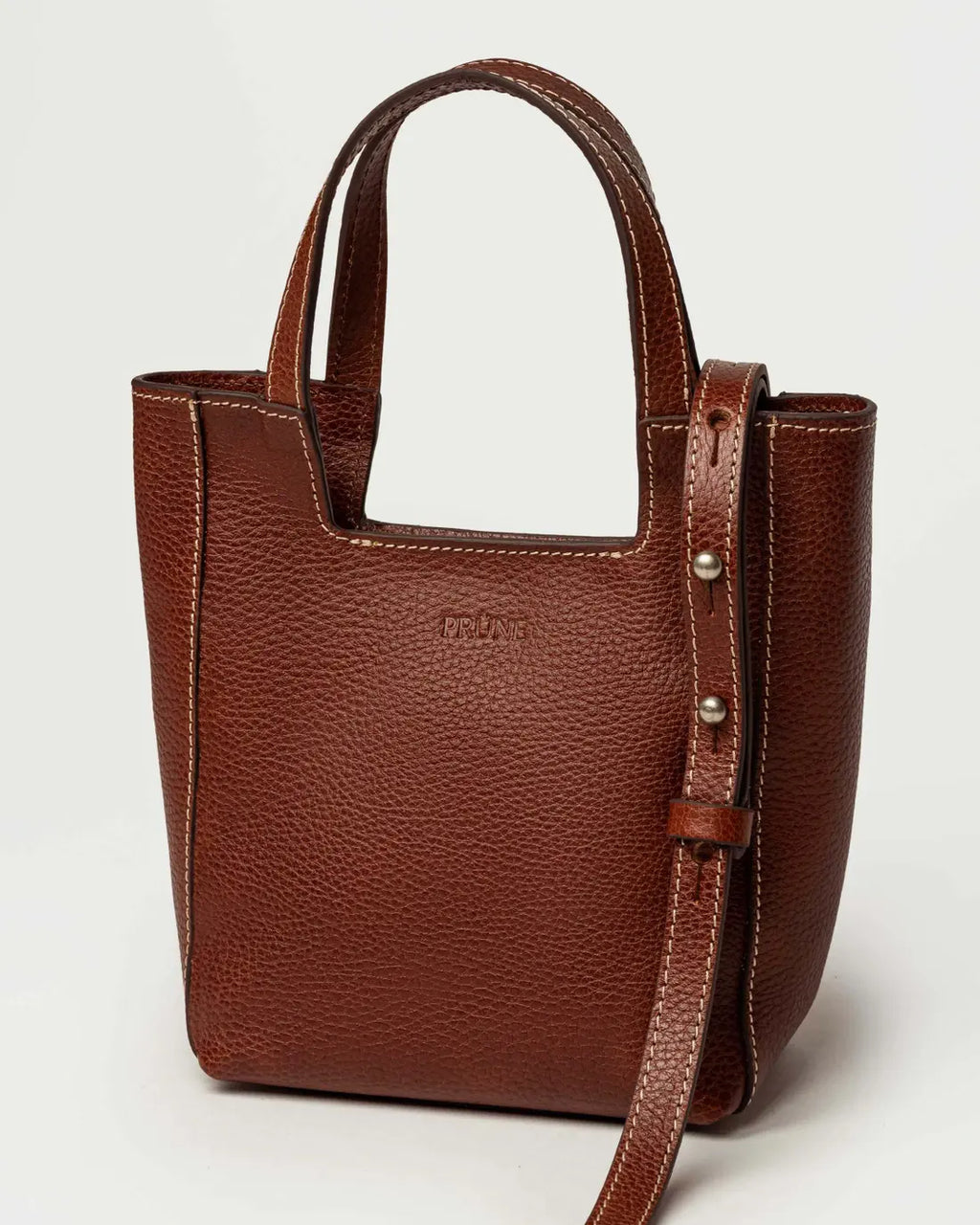 Mini bag The Icon en cuero liso tabaco