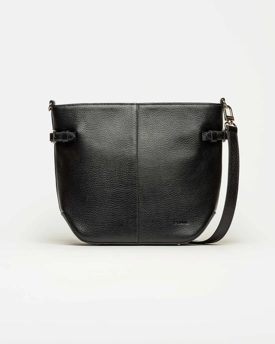 Morral Sophie en cuero curtido natural negro