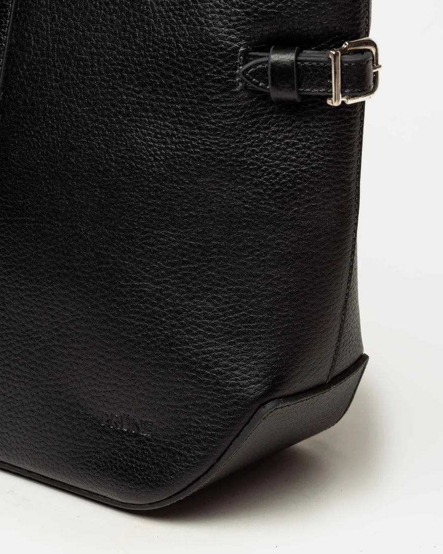 Morral Sophie en cuero curtido natural negro