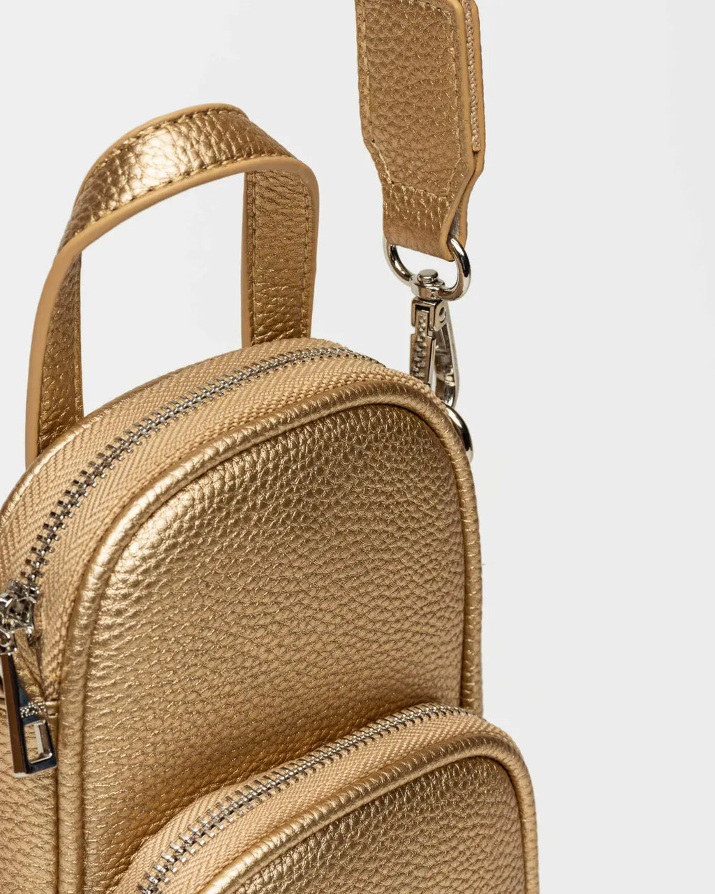 Porta celular Baby Donna en efecto cuero dorado