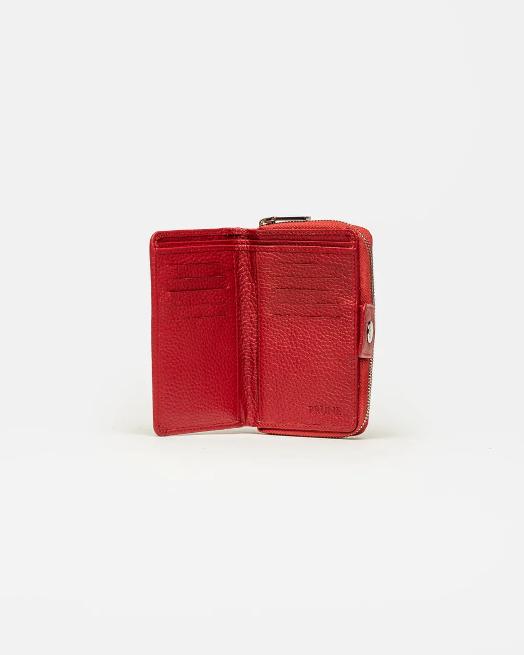 Billetera Rayen en cuero graneado rojo