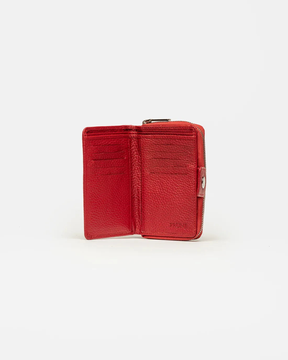 Billetera Rayen en cuero graneado rojo