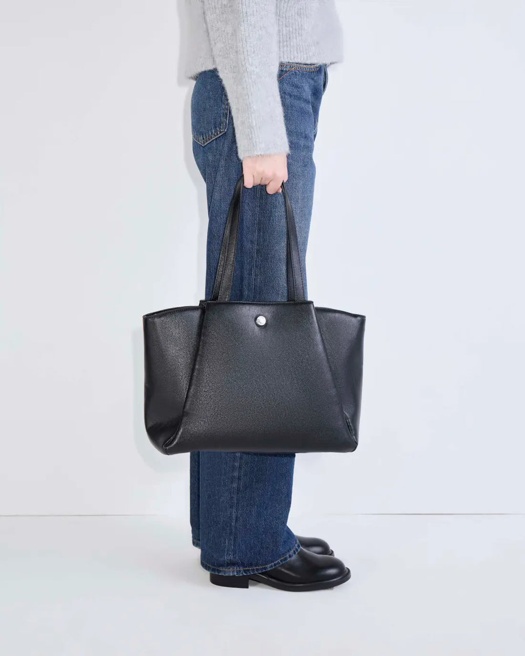 Shopper Raix en efecto cuero liso negro