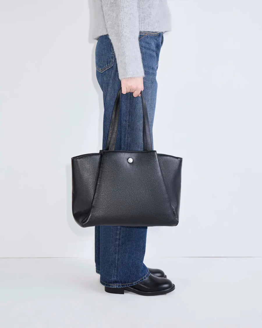 Shopper Raix en efecto cuero liso negro