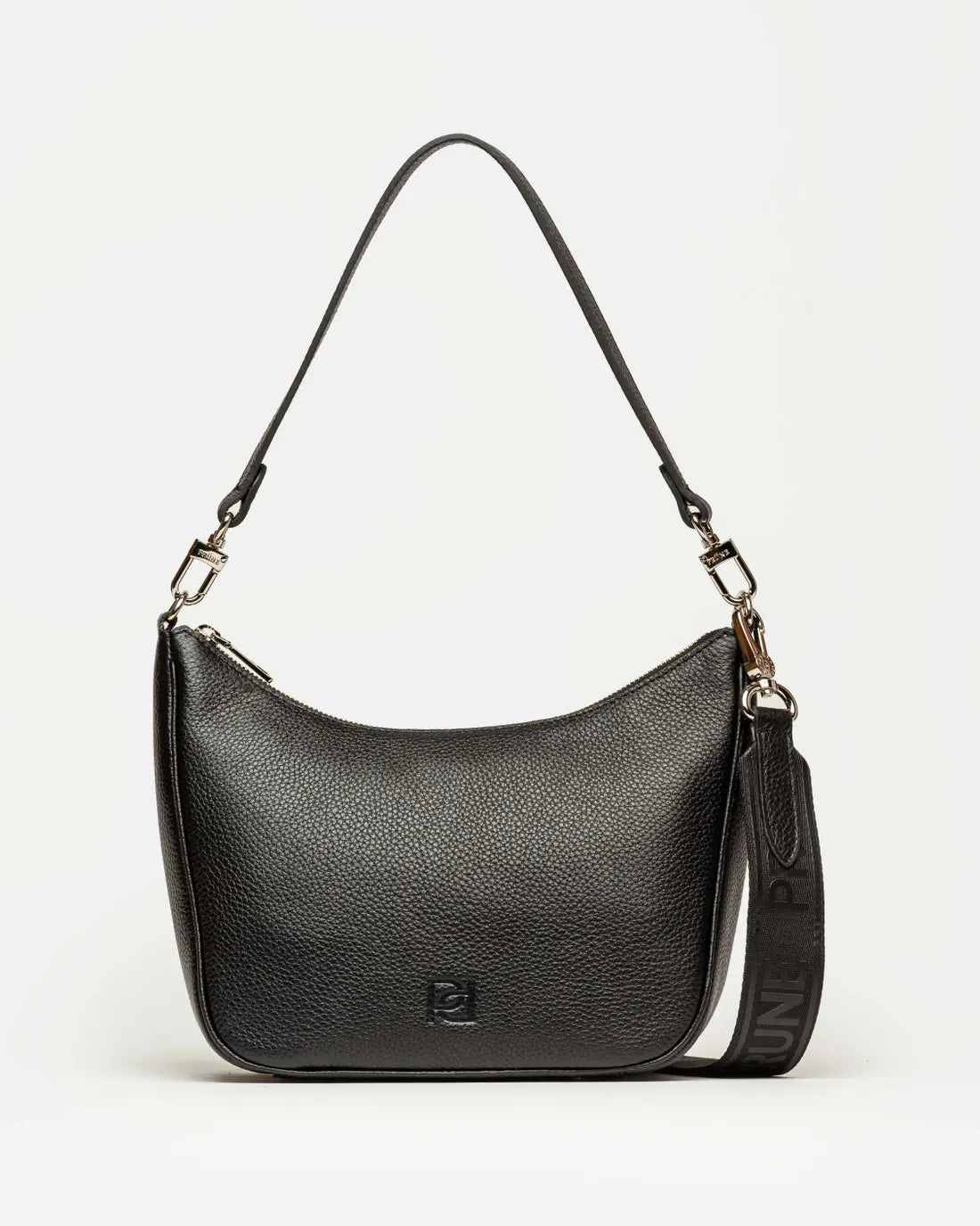 Bandolera Venice en cuero graneado negro