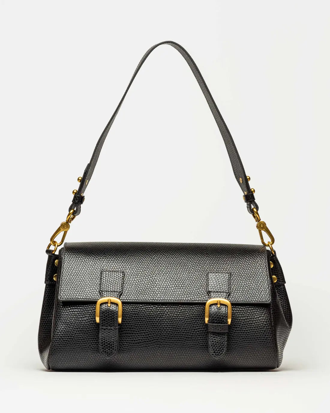 Cartera al hombro Elise · Cuero Snake Bitono · Negro — foto 1