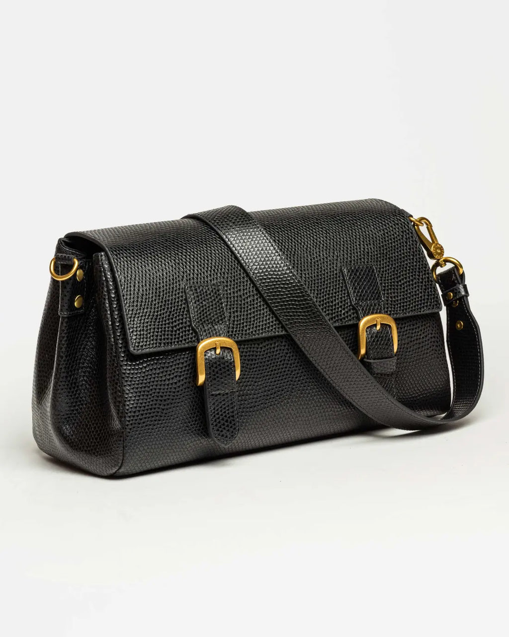 Cartera al hombro Elise · Cuero Snake Bitono · Negro — foto 3